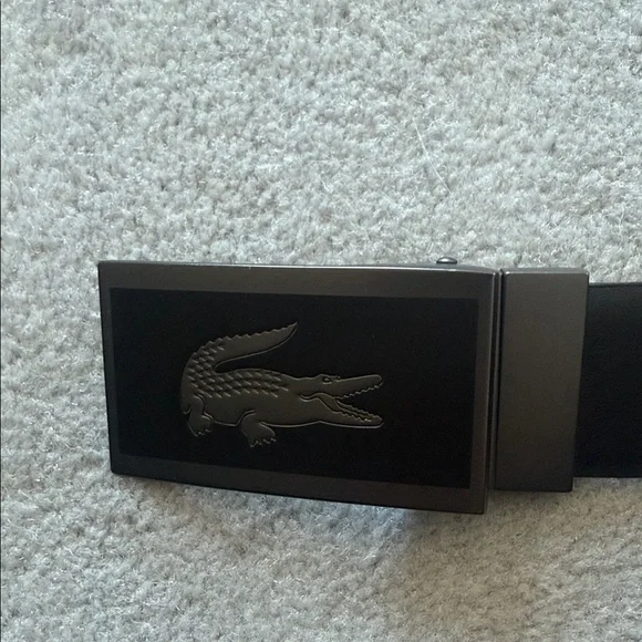 Lacoste Dark Brown Leather Belt with Silver Buckle - Picture 3 of 3